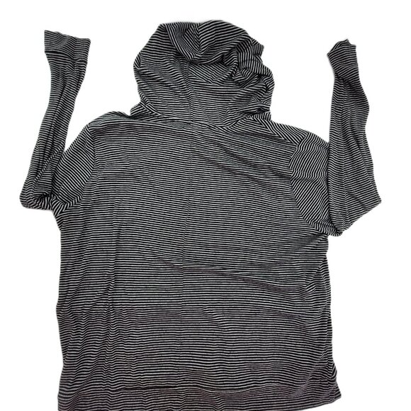 Old Navy Zip Hoodie Women's XXL Black White Striped Lightweight Long Sleeve - Picture 2 of 9